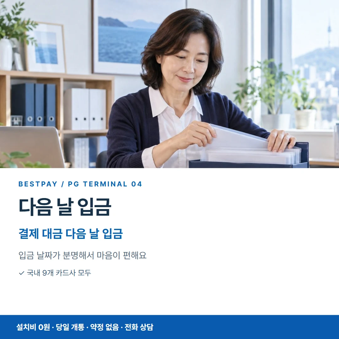 PG단말기 카드뉴스 04 다음 날 입금 안내