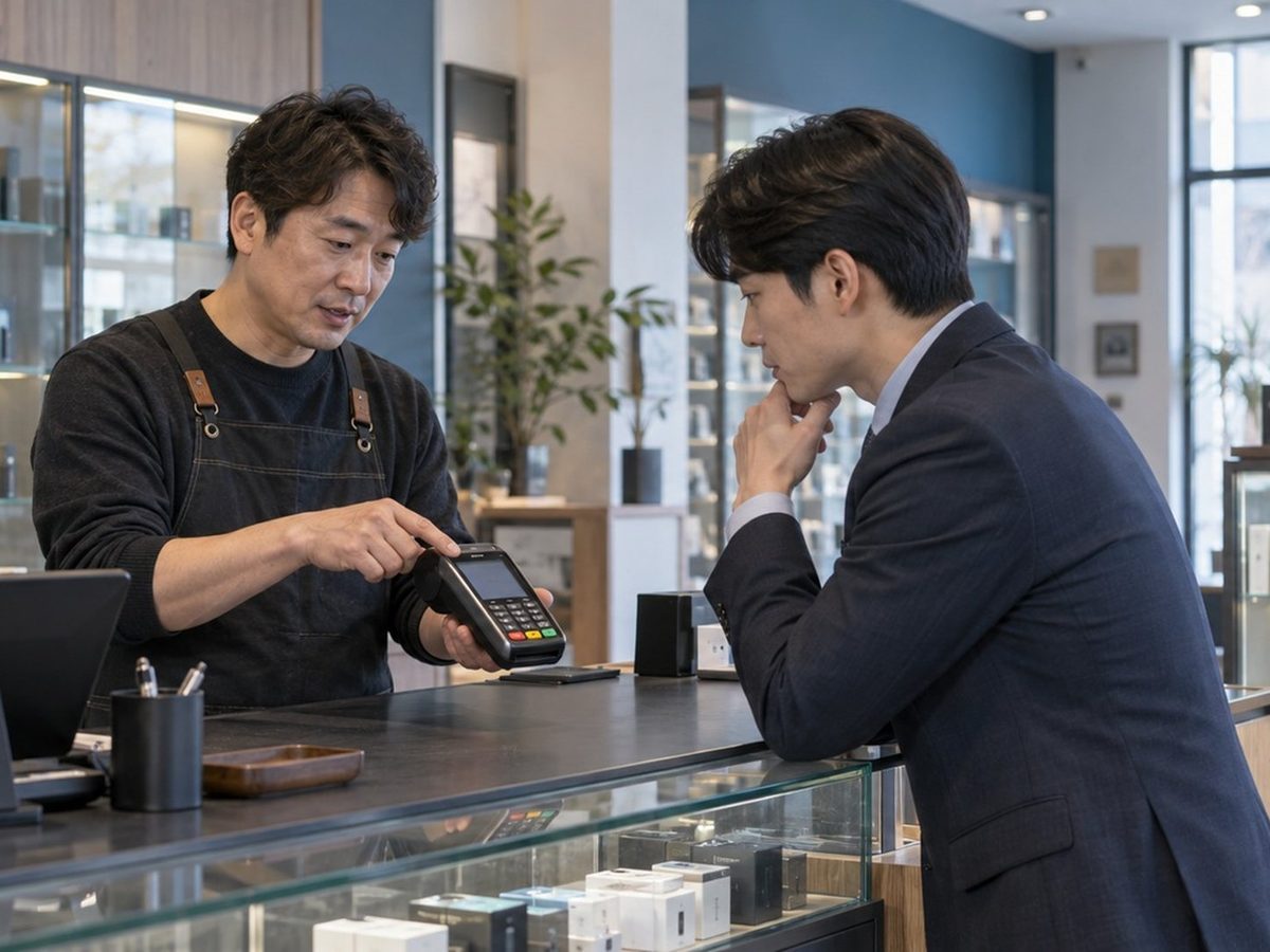 뷰티샵 PG단말기 결제 장면