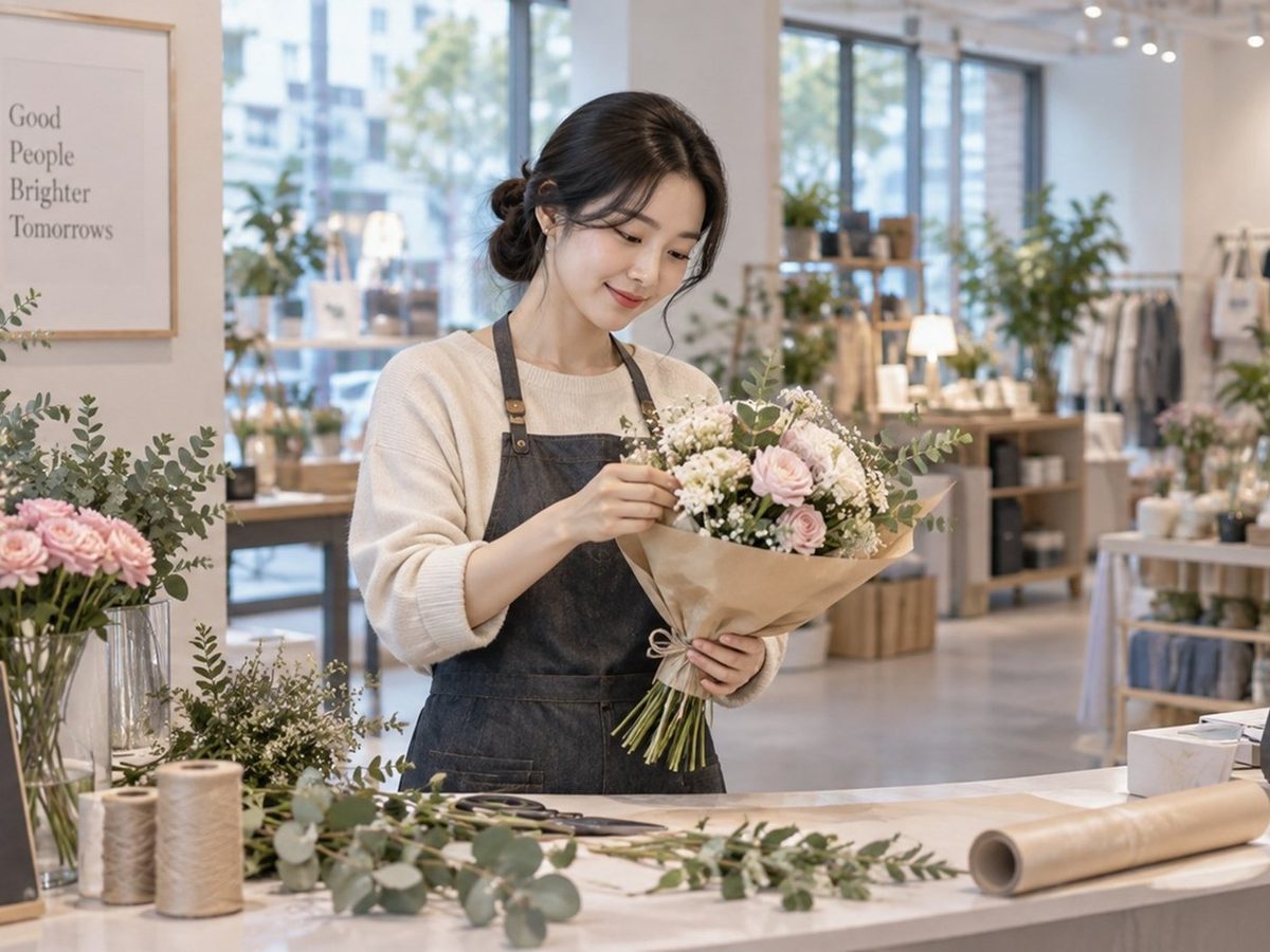 꽃집 PG단말기 결제 장면