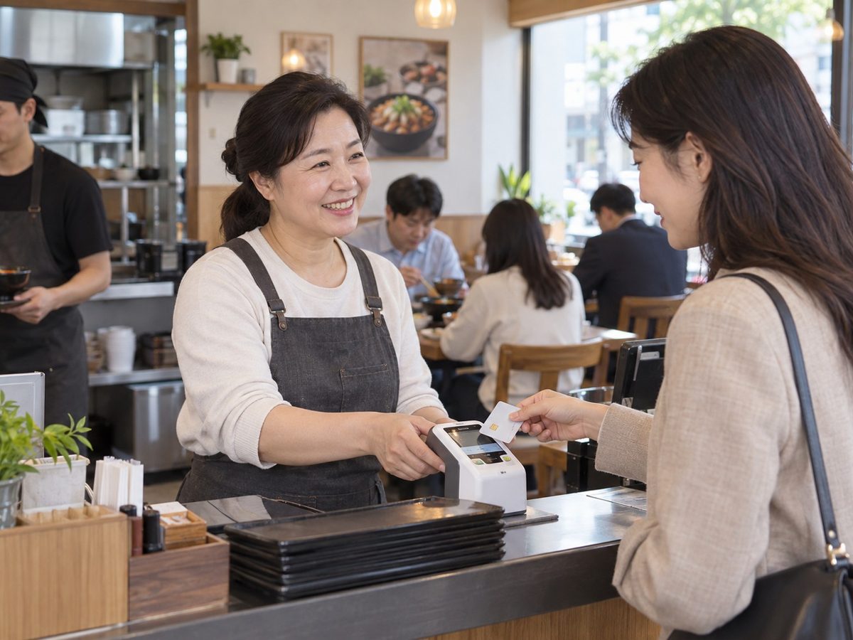 음식점 PG단말기 결제 장면